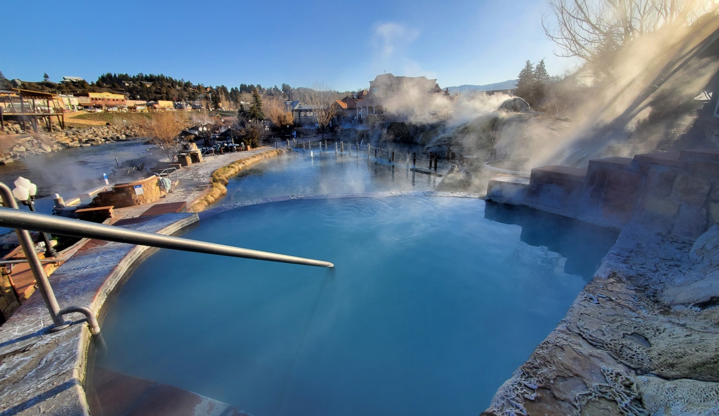 The view of the hot spring pool next to the San Juan River