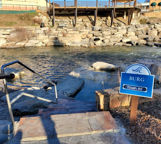 The Burg geothermal hot spring pool at The Springs Resort