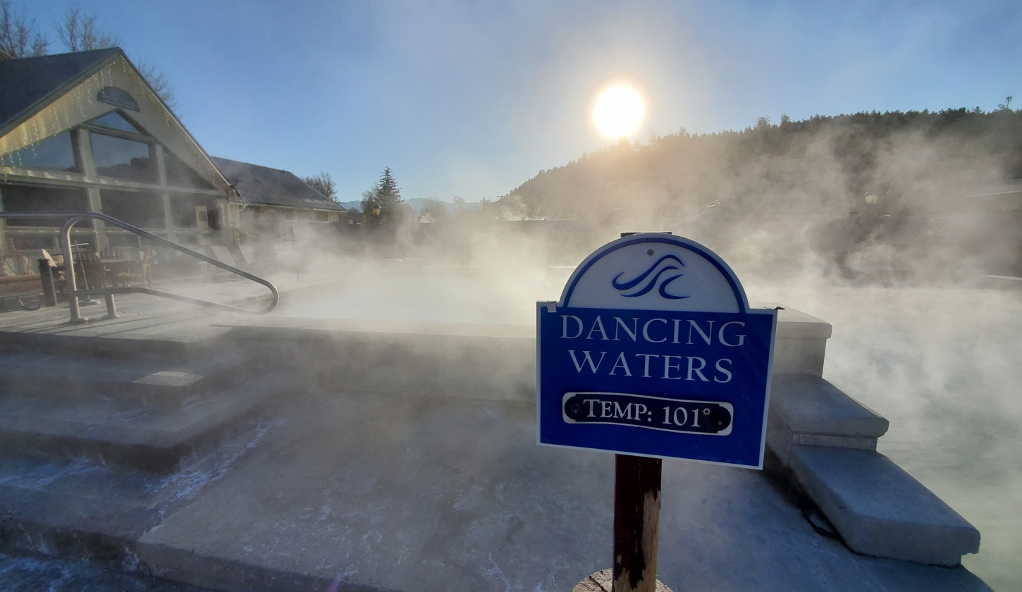 The Dancing Water hot spring pool at The Springs Resort